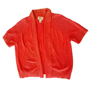 Orange 3/4 Sleeve Womens Ribbed Cardigan-Talbots Size 1X